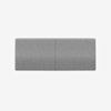 A rectangular, grey, upholstered bench or seat cushion viewed from above against a plain white background.