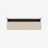 Rectangular beige wall panel with a slim horizontal black strip near the top, mounted on a white background. Two small black brackets are visible at each end of the top edge.