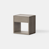 A modern, rectangular wooden nightstand with a single drawer and an open lower shelf, shown against a plain white background.
