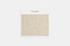 A square sample of light beige textured carpet with a soft, plush surface, displayed against a plain white background.