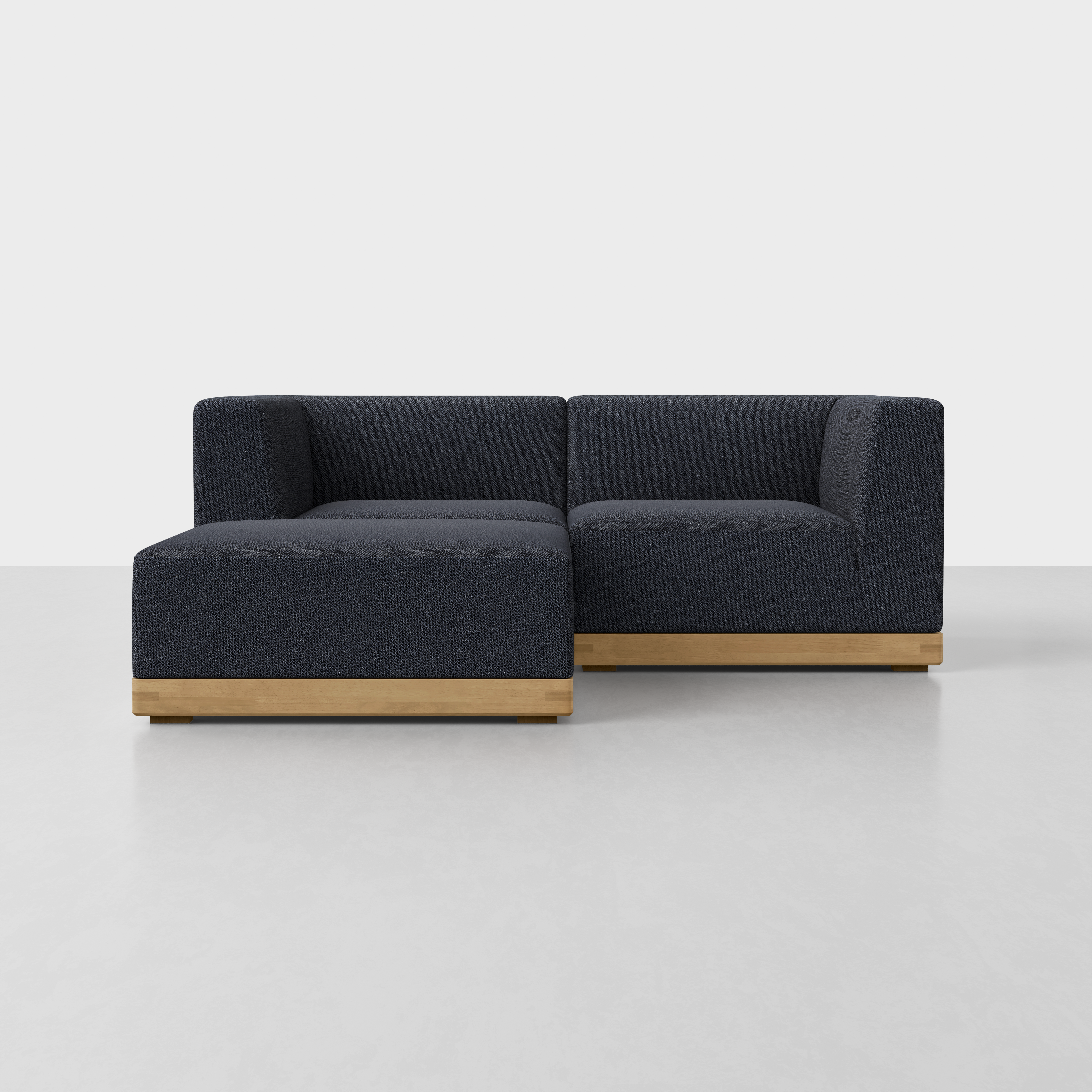 Dark Navy / Oak / 2 Seat + Ottoman