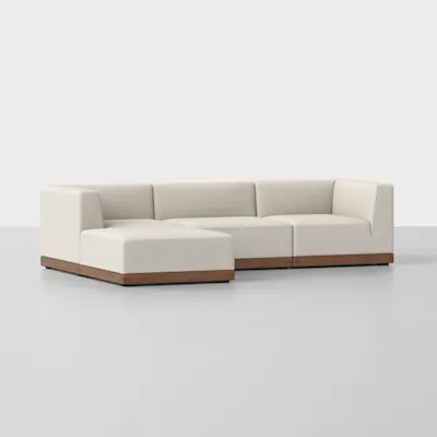 Ivory / Walnut / 3 Seat + Ottoman