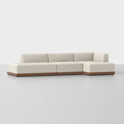 Ivory / Walnut / Right Arm Chaise