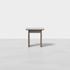 A small, square, light gray wooden side table with four legs, displayed against a plain white background.