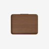 A rectangular wooden tray with rounded edges and a smooth surface, photographed from above against a plain white background.