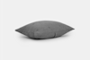 A gray rectangular pillow with a textured fabric surface, shown on a plain white background.