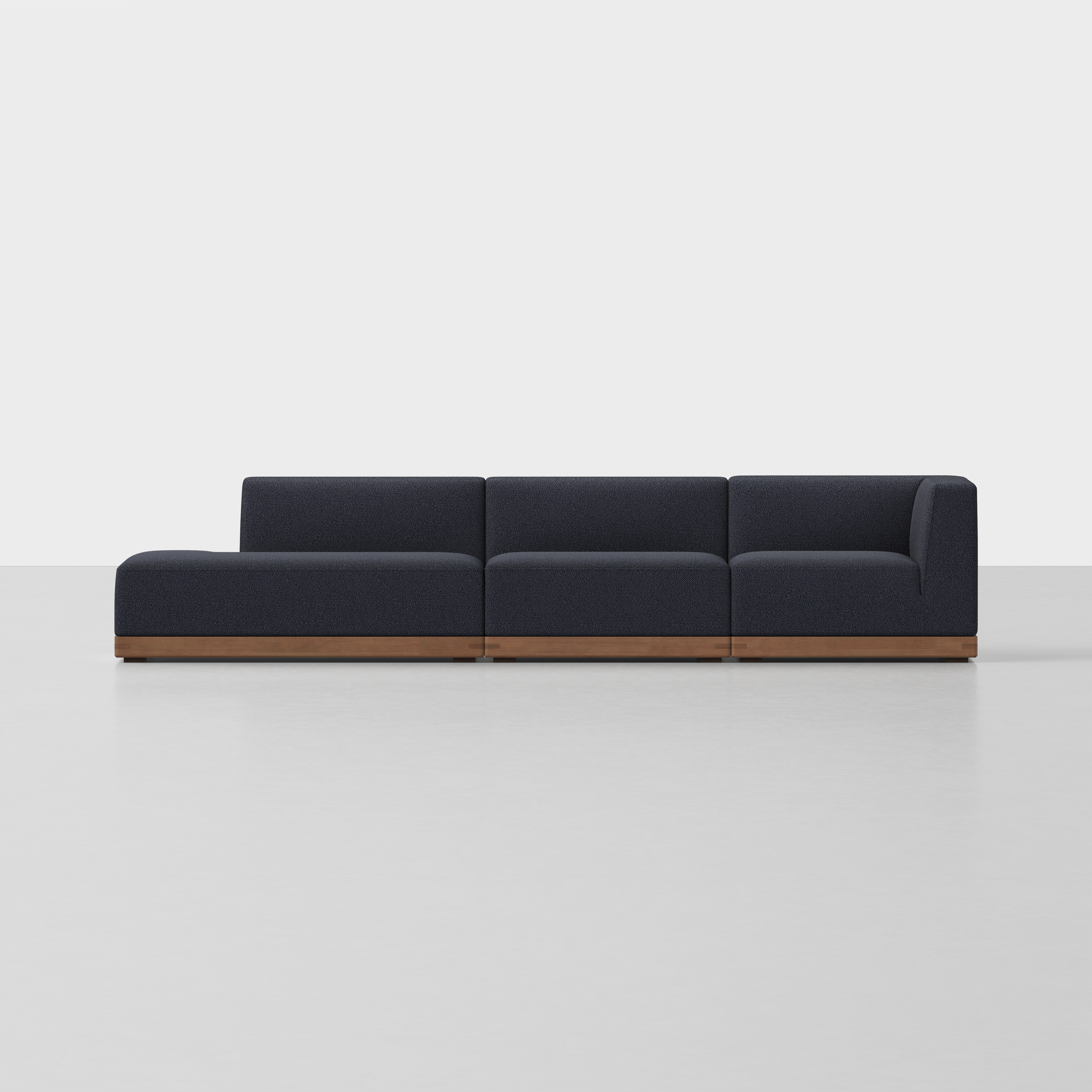 Dark Navy / Walnut / 3 Seat Left Arm Island