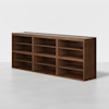 A brown shelf with shelves.
