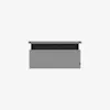 A gray felt wall organizer with a rectangular pocket and a black mounting strip, photographed against a white background.