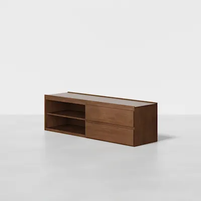 Walnut / 1 Shelf + 2 Drawers