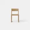 A simple, modern wooden chair with a flat seat, straight legs, and a rectangular backrest, shown on a plain white background, viewed from the front.