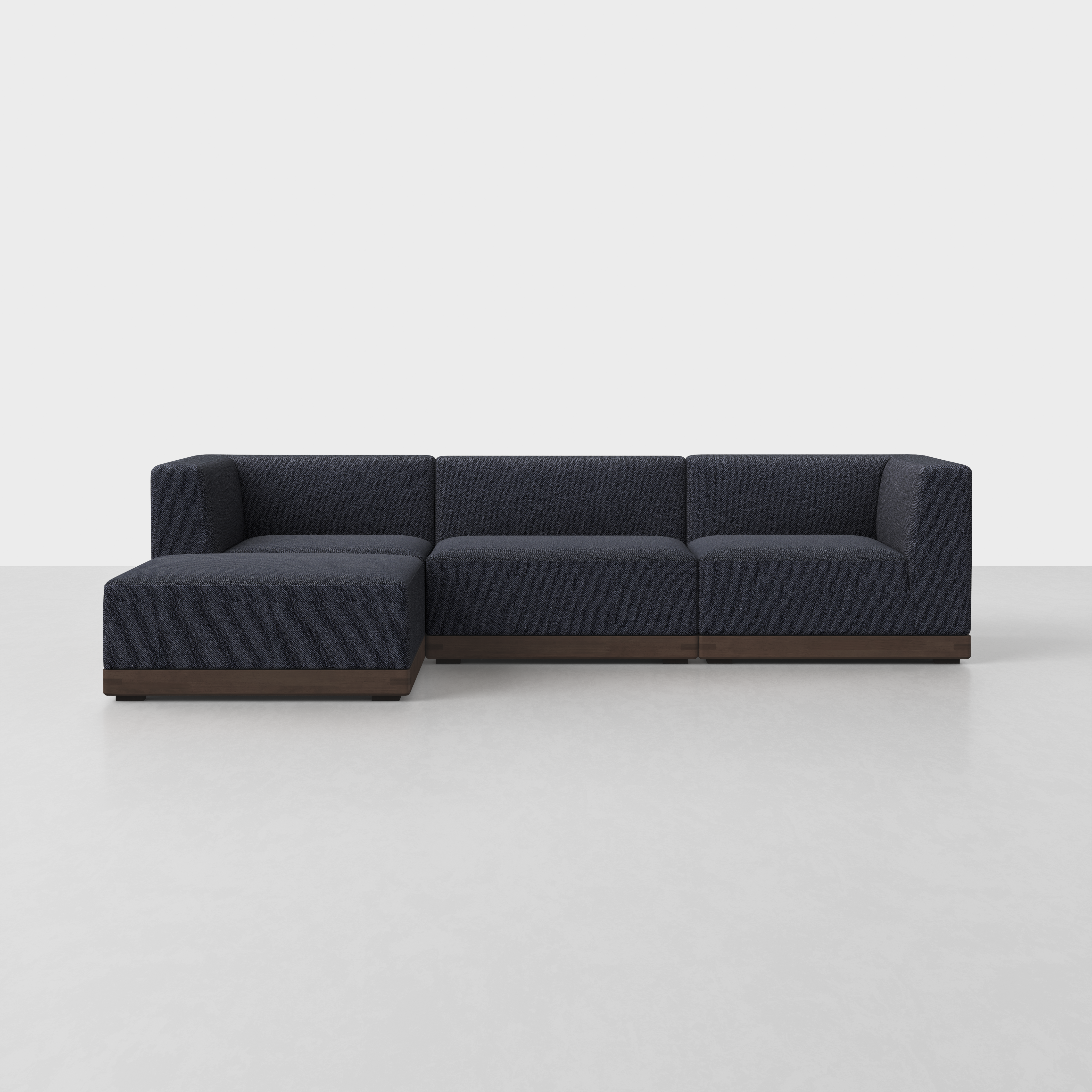 Dark Navy / Espresso / 3 Seat + Ottoman