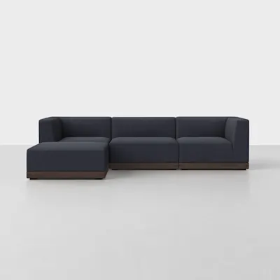 Dark Navy / Espresso / 3 Seat + Ottoman