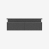 A minimalist dark gray upholstered headboard with two rectangular panels, mounted on a slim horizontal bar against a plain white background.