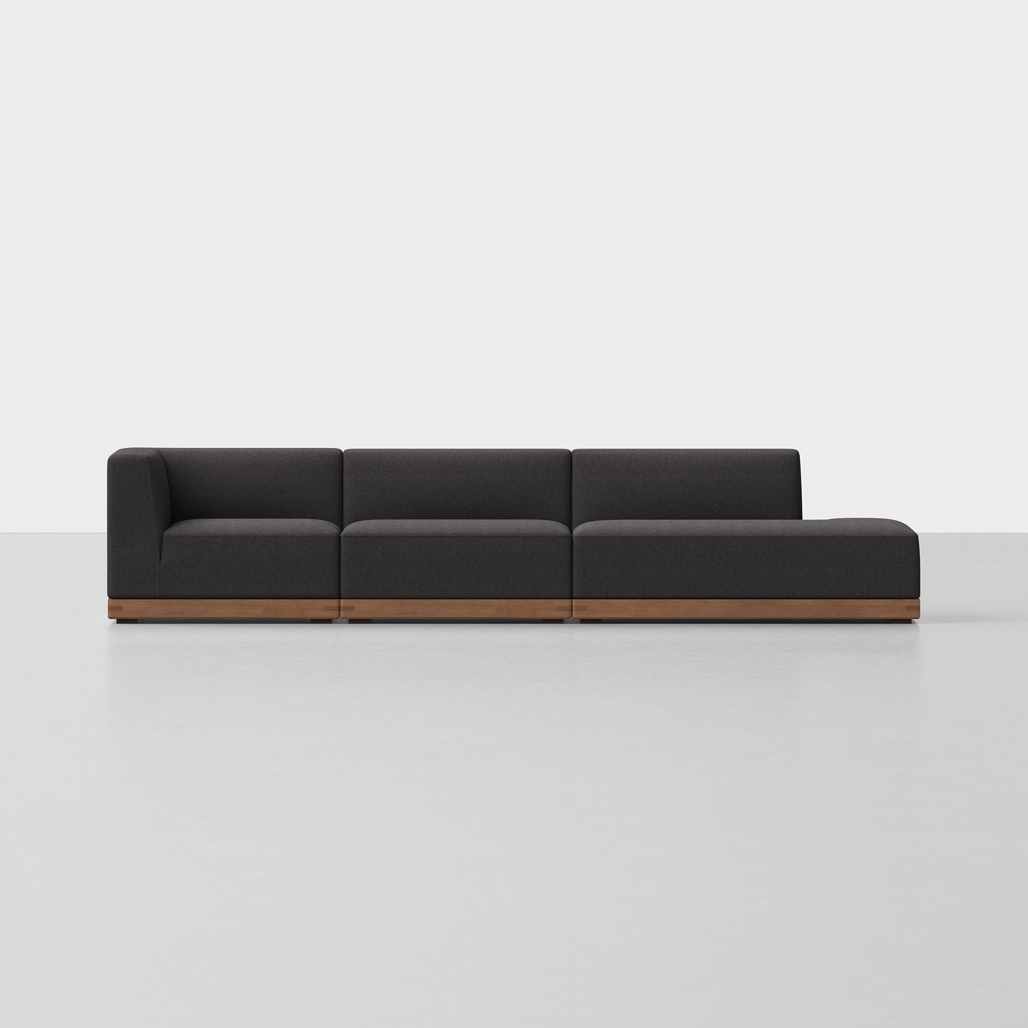 Carbon / Walnut / 3 Seat Right Arm Island
