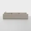 A modern, beige, three-seat modular sofa is shown from the back against a plain white background. The sofa has clean lines and a minimalist design.