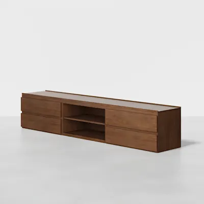 Walnut / 1 Shelf + 4 Drawers
