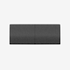 A top-down view of a rectangular, dark gray upholstered bench or cushion against a plain white background. The cushion appears to be divided into two equal sections.