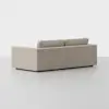 Beige sectional sofa with clean, modern lines and two back cushions, positioned on a plain white background, viewed from the back and slightly to the side.