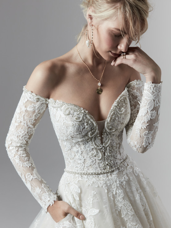 Dreamdress Womens Deep V-Neck Lace Long Sleeve Short Wedding Dresses