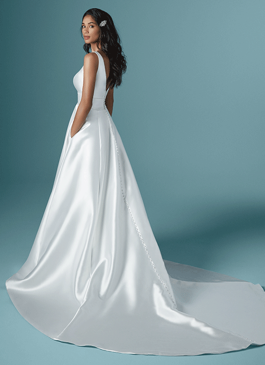 long silk wedding dress