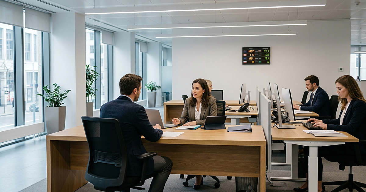 Akkreditiv – Dokumentenprüfung im Handelsfinanzierungsbüro einer Bank
