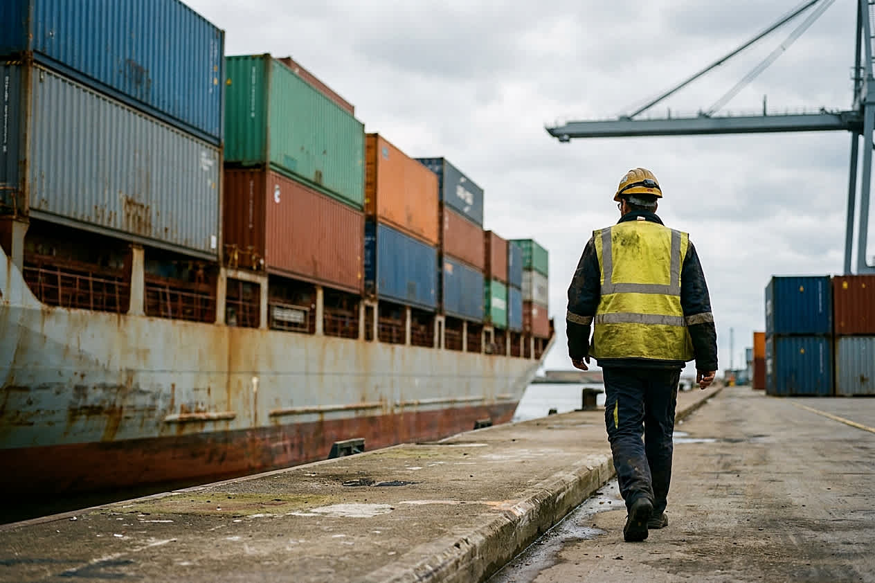 Container being loaded at the quay during the shipment stage of a letter-of-credit deal