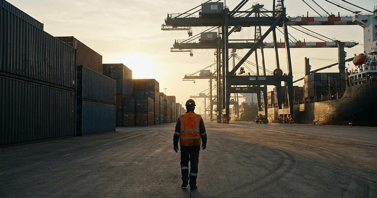 Containerhafen mit Vollcontainern und Sammelladungen
