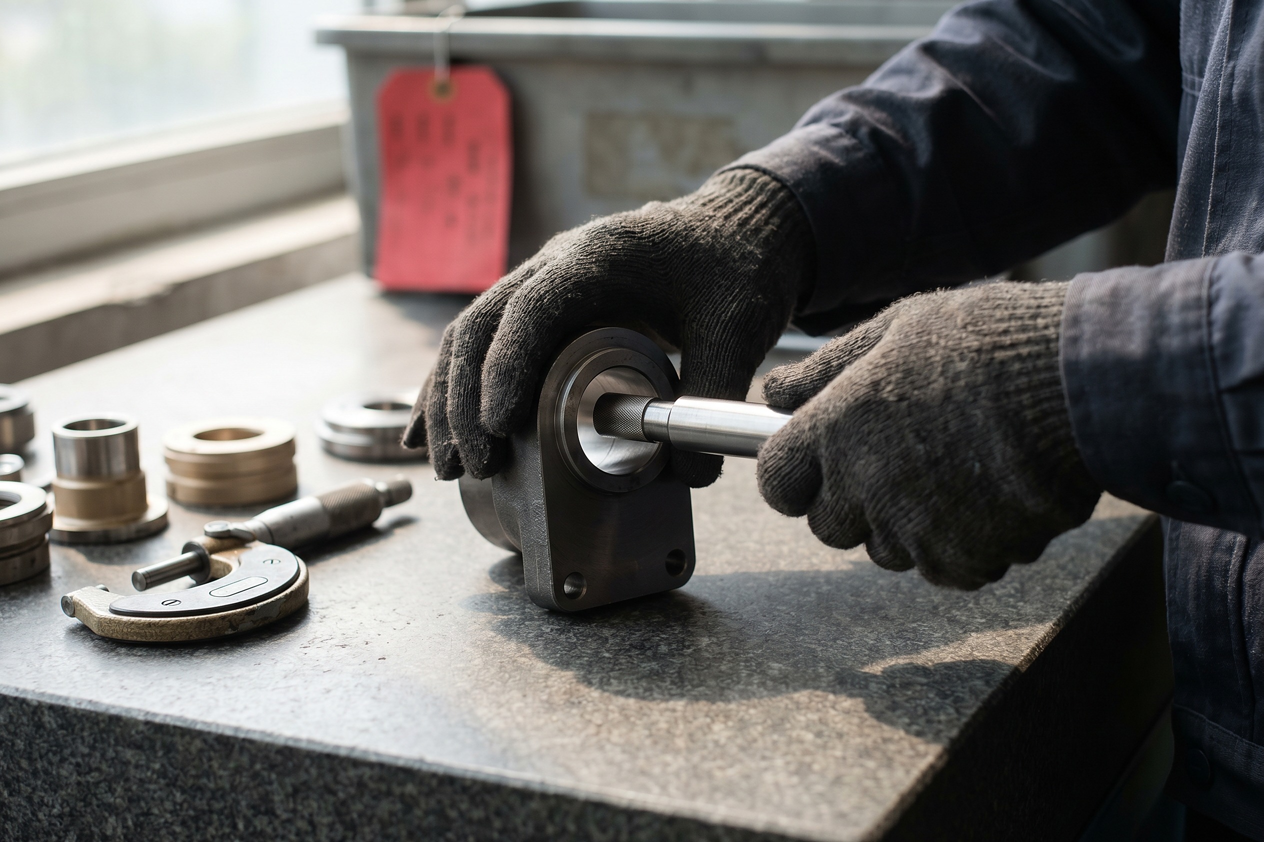 Bore inspection with a plug gauge at incoming goods