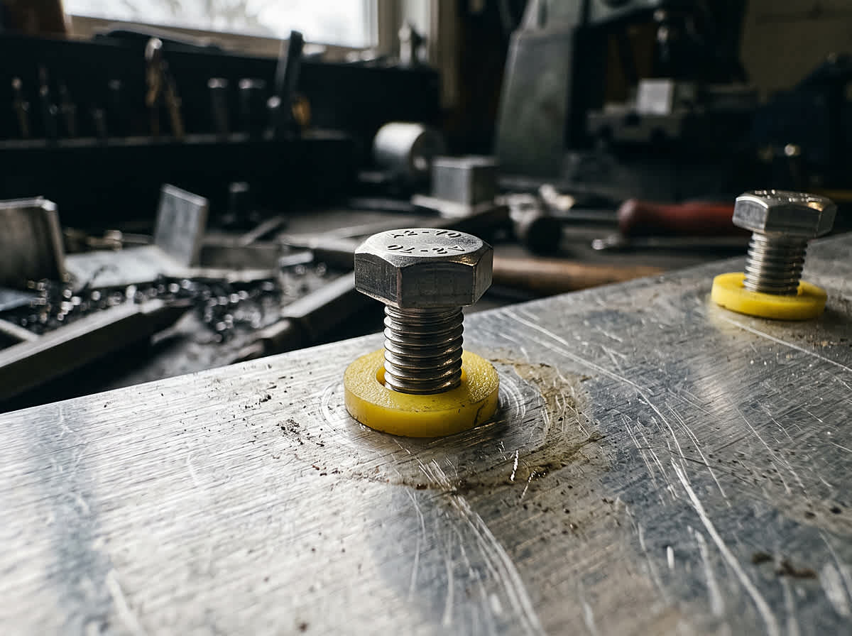 Insulating Plastic Washer Prevents Galvanic Corrosion Between Stainless Bolt and Metal