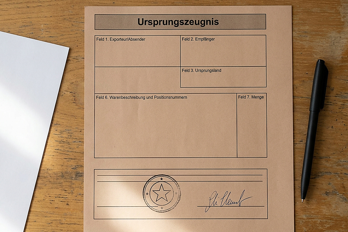 What a certificate of origin looks like