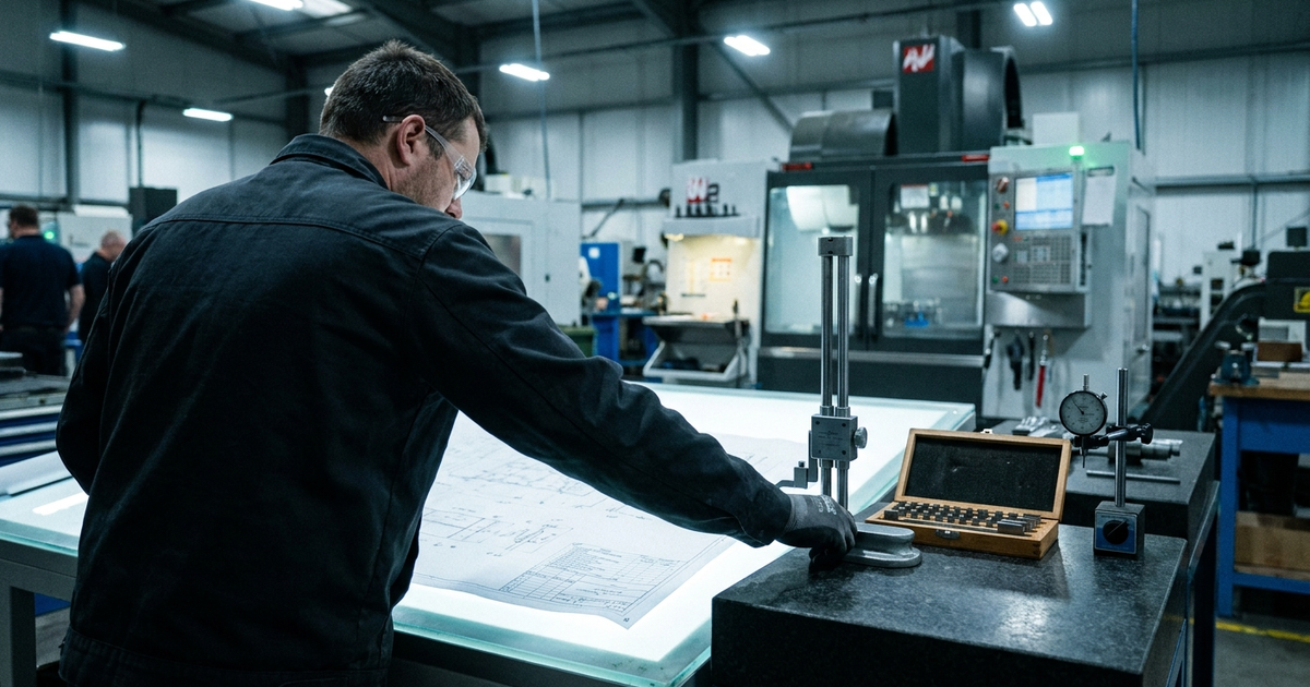 Technical drawing with geometric tolerances in quality inspection