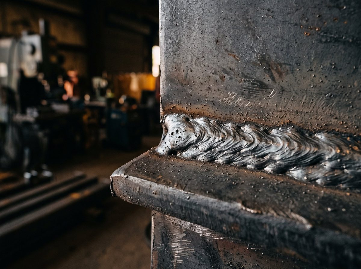 Close-up of a Fillet Weld with Visible Porosity