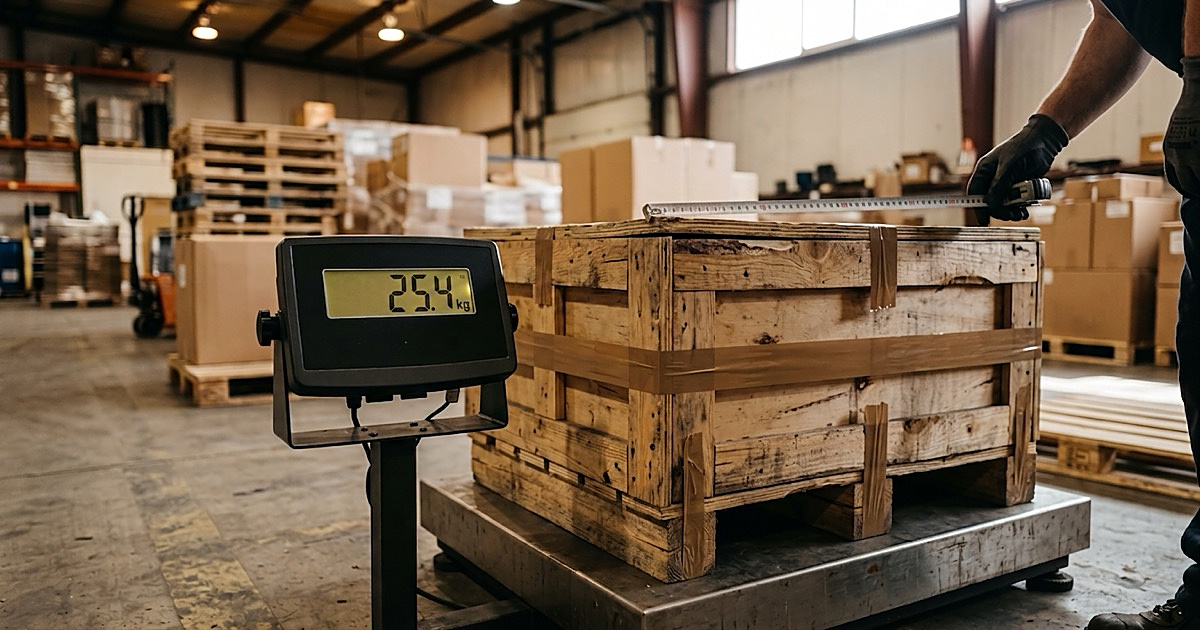 Chargeable Weight: Wooden Crate on an Industrial Scale