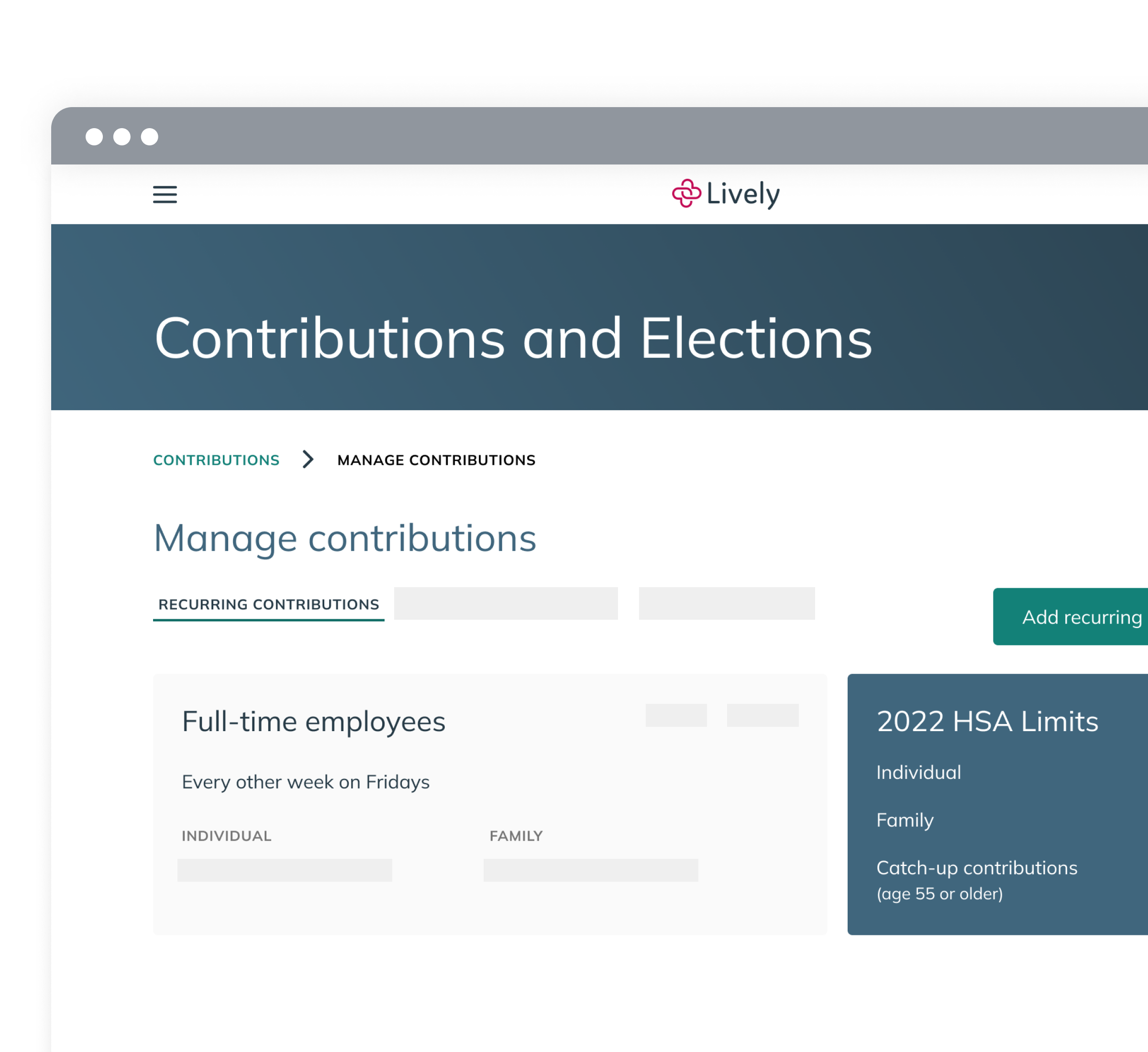 Lively Employer Contributions Screenshot