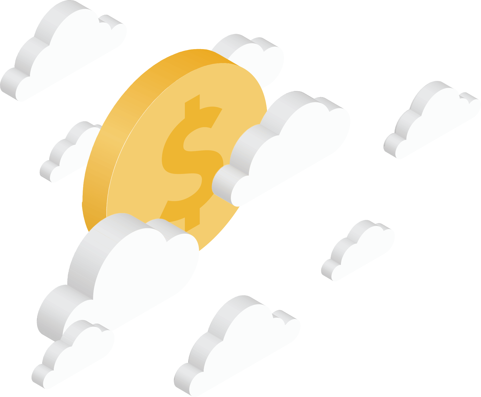 illustration of a coin among clouds