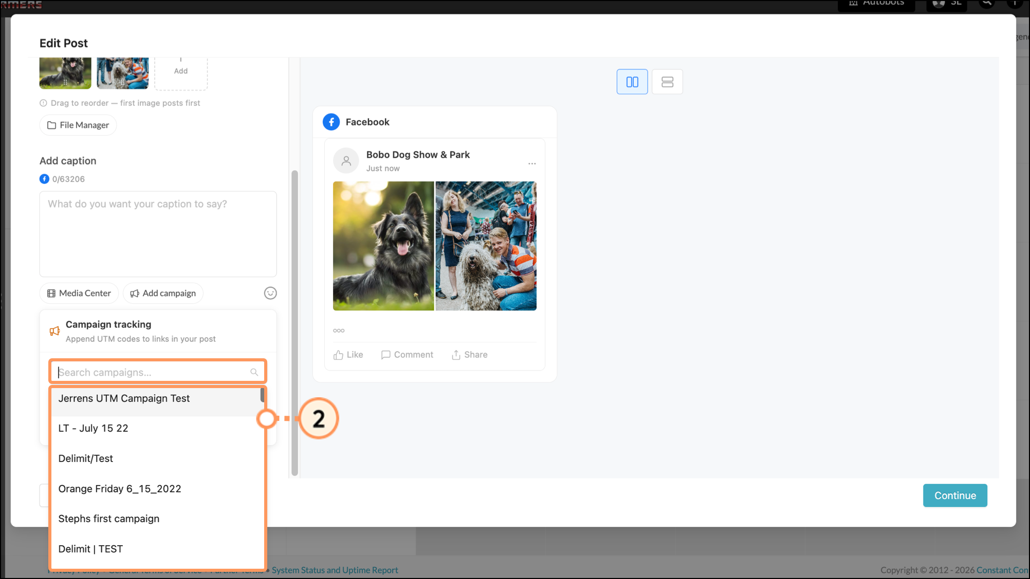 Add campaign dropdown