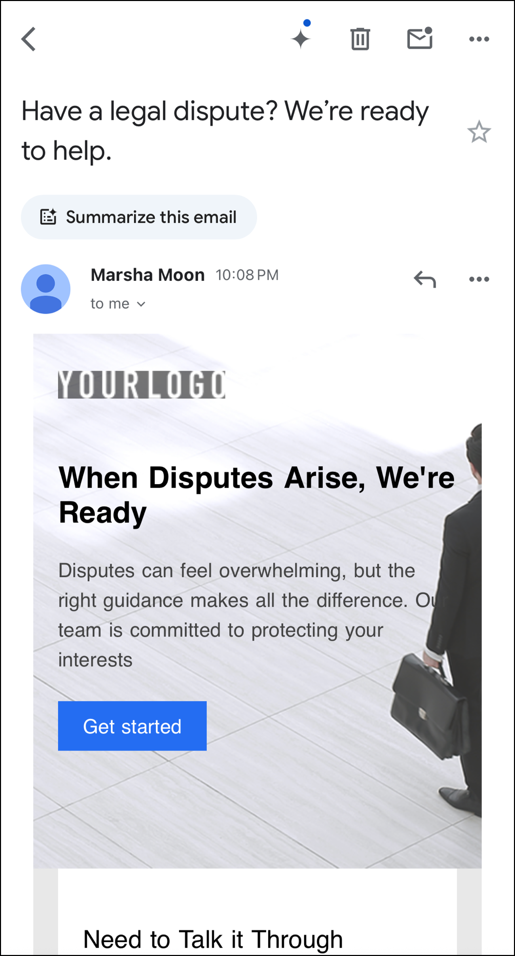 Constant Contact email received and displayed in Gmail client in light mode
