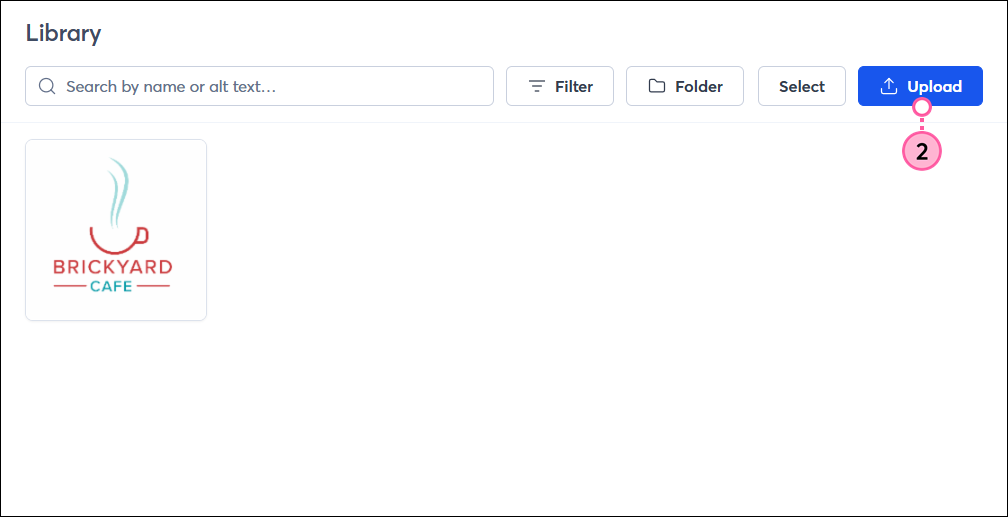 Library with logo added and Upload button