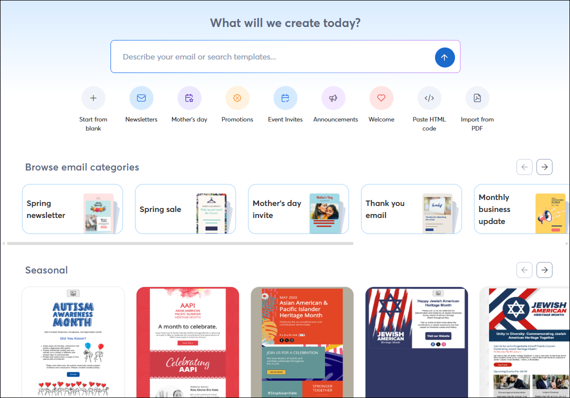 Email template picker
