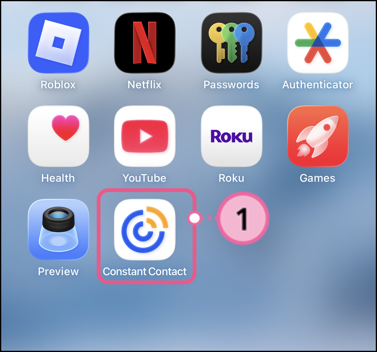iOS home screen Constant Contact application icon