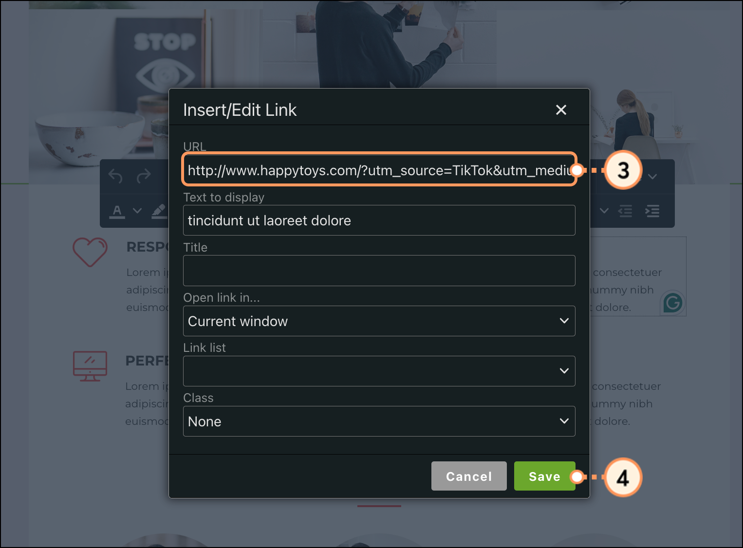 URL field in the Insert Edit/Link pop-up
