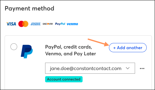 Connect another PayPal account
