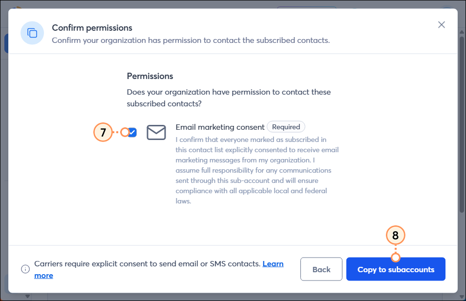 Confirm permissions and copy