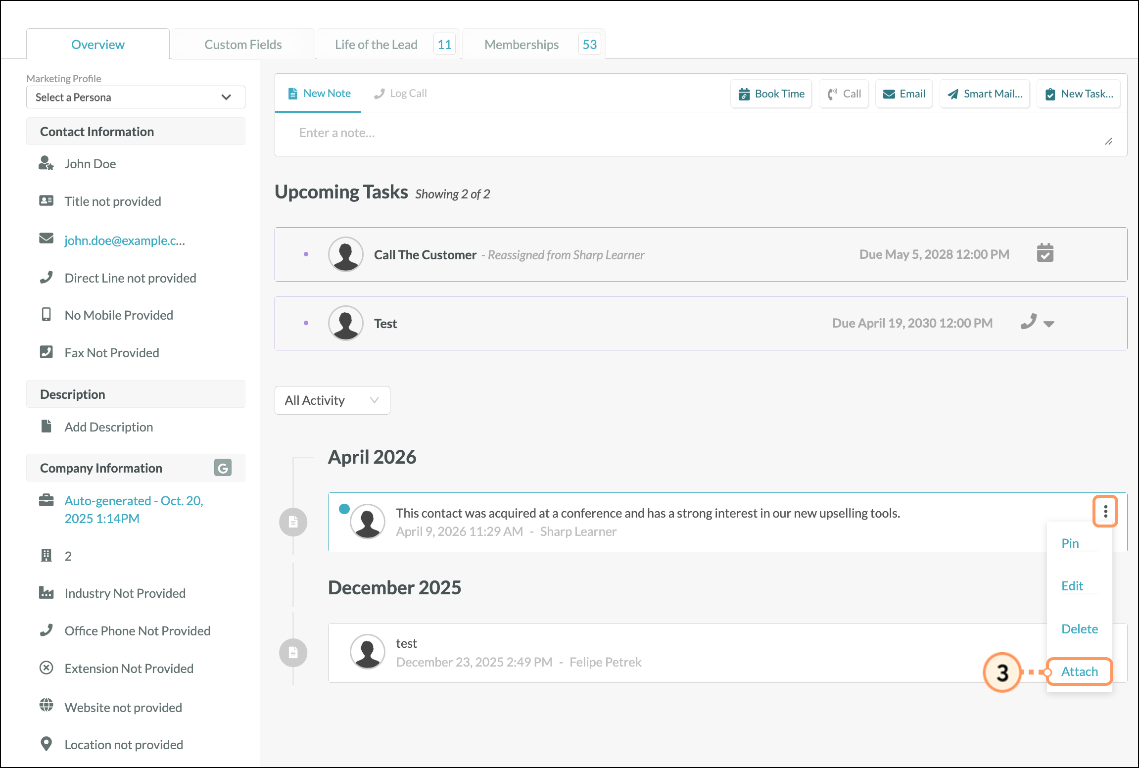 Three dots settings menu