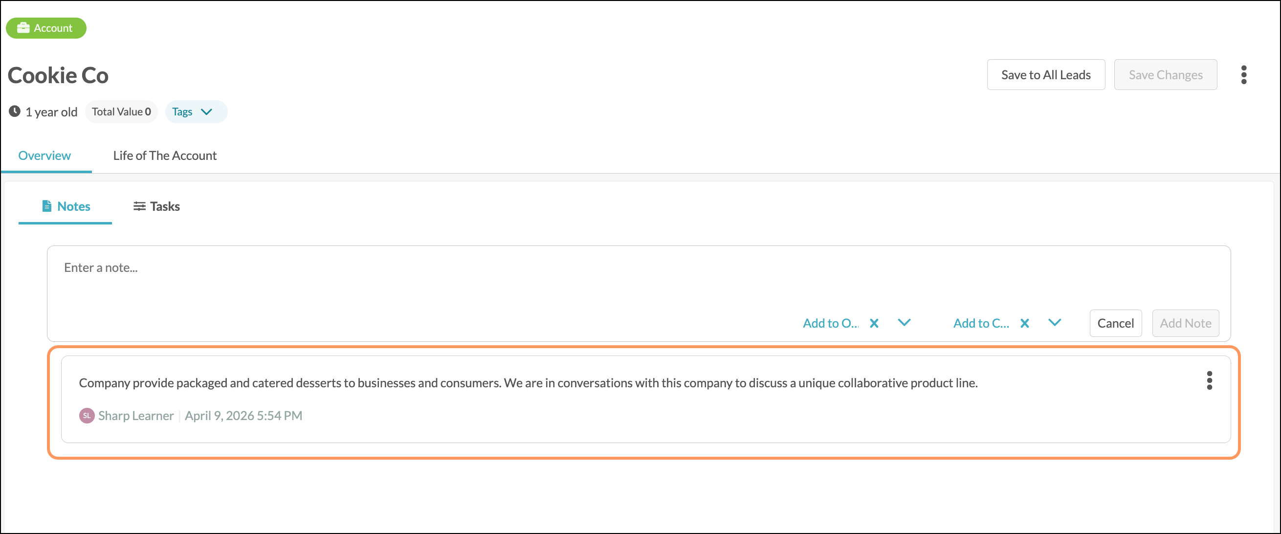 Overview tab displayed
