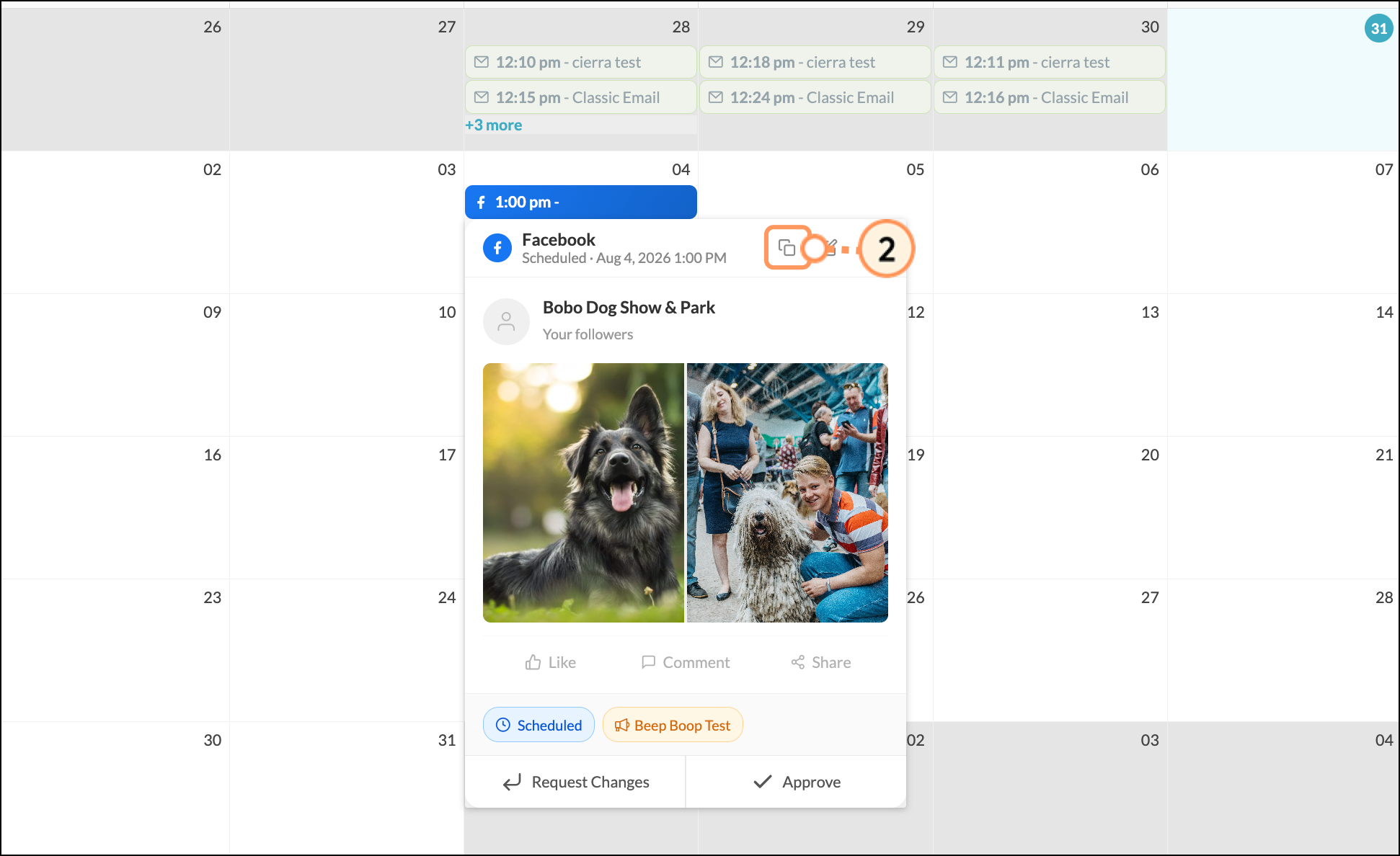 Scheduled social post copy icon