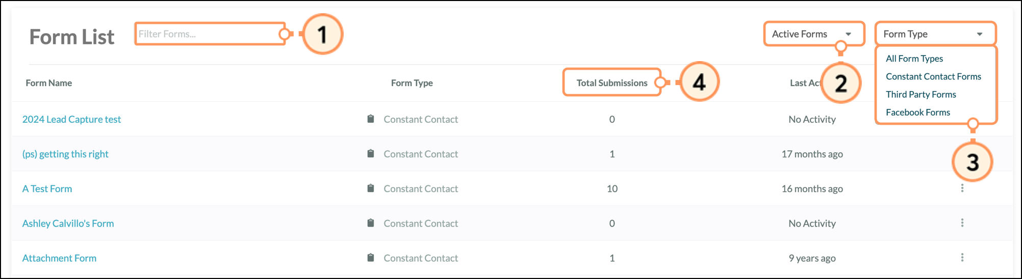 Form List Settings