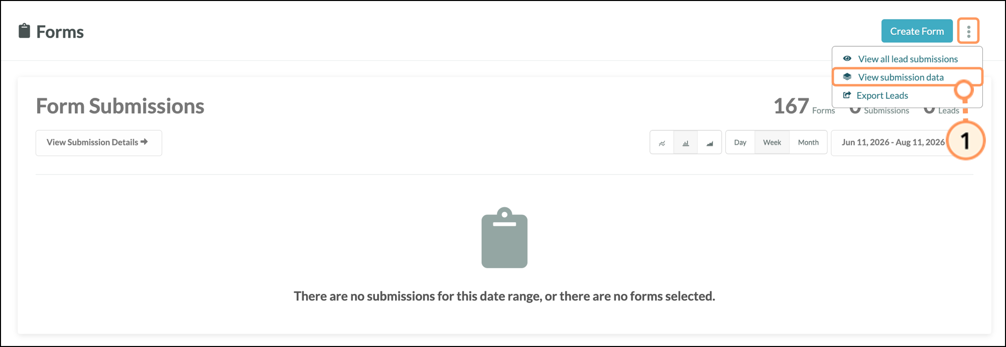 View Submission Data in the Forms Action menu