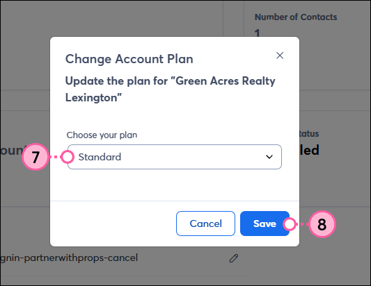 Plan dropdown menu Save button